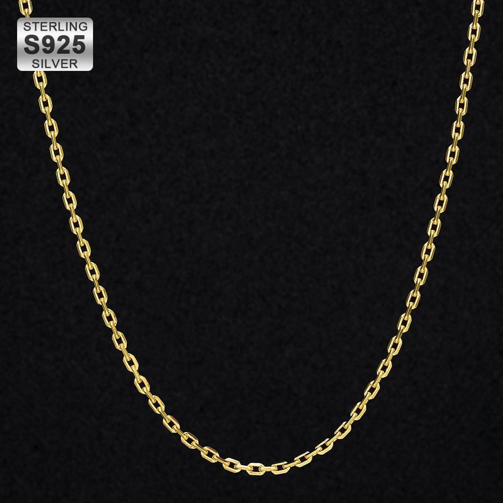 Hip Hop Necklaces Wholesale 2.5mm CNC Cable Chain In S925 Sterling Silver Plated 14K Gold For Amazon Distributors