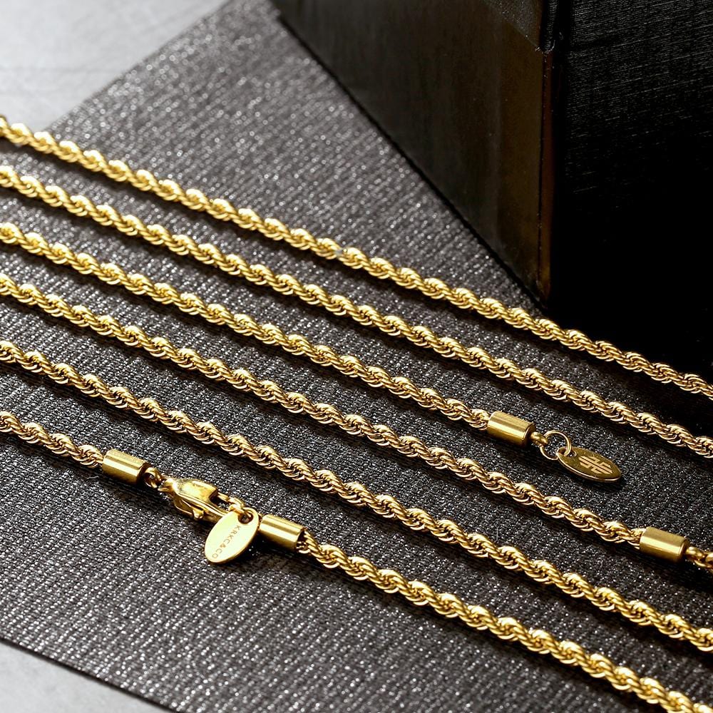 Wholesale Rope Chain 4mm Stainless steel with 18k gold plating