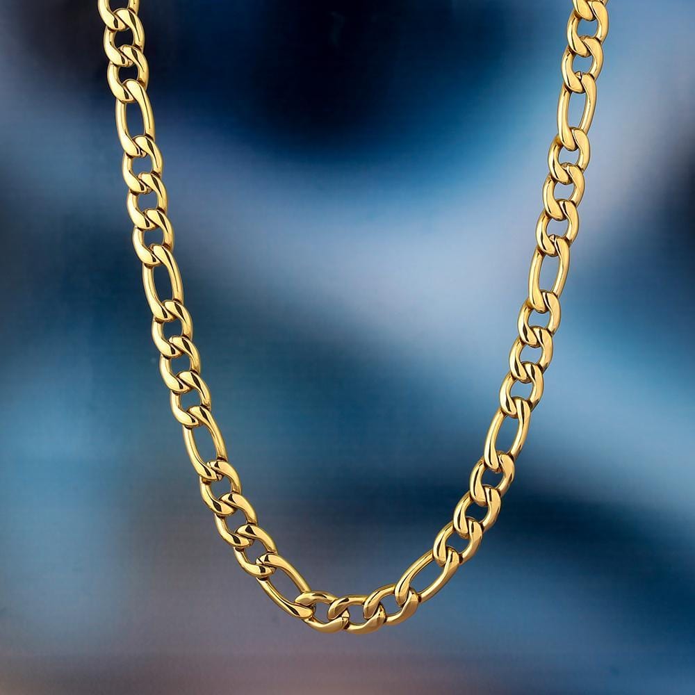 Wholesale Hip Hop Gold Chains 7mm Wholesale Stainless Steel Figaro Chain Necklace Plated 14k 18k For Fashion Men