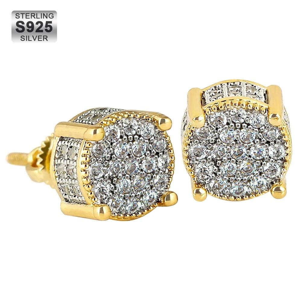 Wholesale 925 Sterling Silver  Stud Earrings  With Round Diamond CZ Plated White Gold 14K Gold