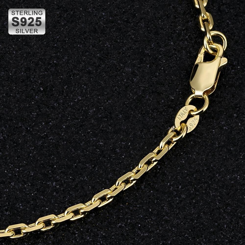 Hip Hop Necklaces Wholesale 2.5mm CNC Cable Chain In S925 Sterling Silver Plated 14K Gold For Amazon Distributors