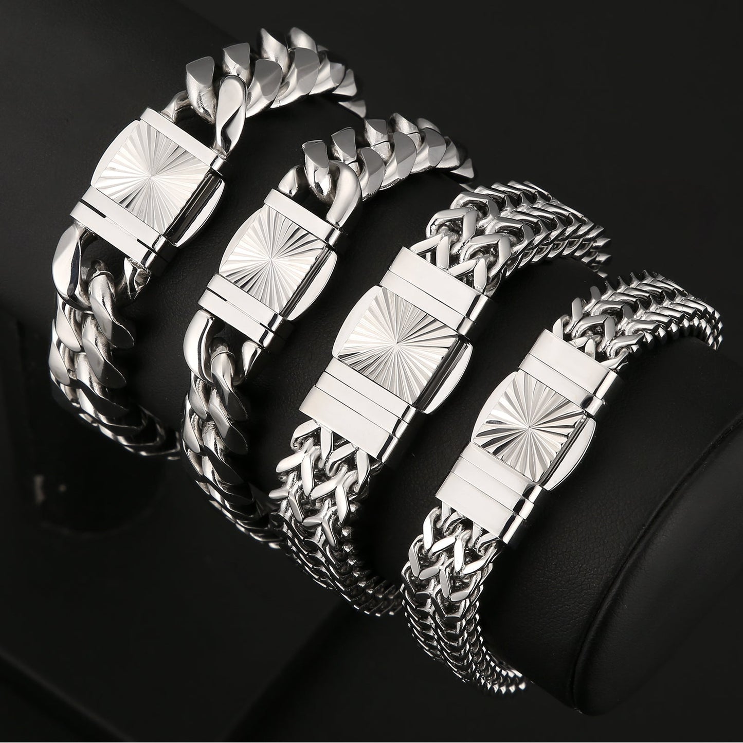 New 10mm 4-Sided Franco Bracelet with Embossed Clasp