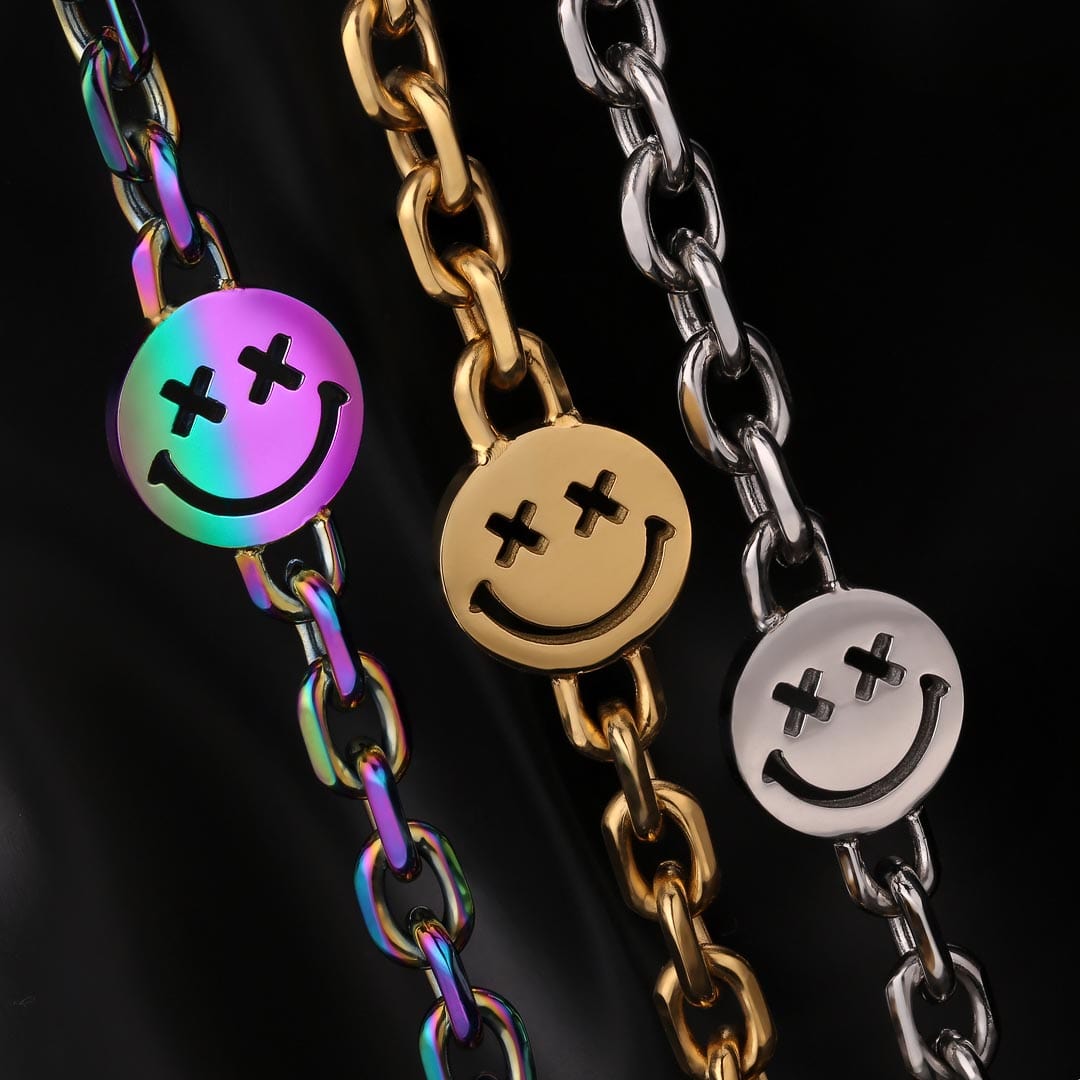 Wholesale Mens Cable Chain 6mm Smiley Face