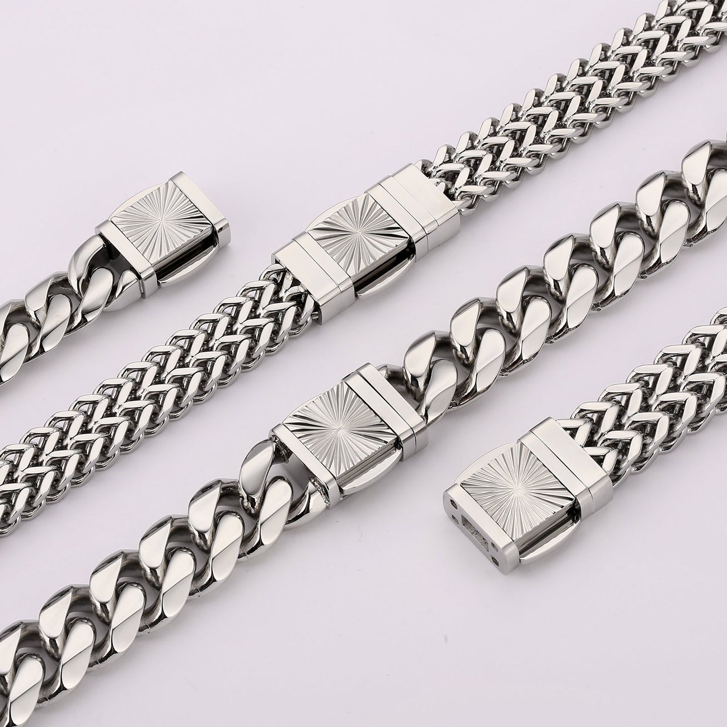 New 14mm 6-Sided Miami Cuban Link Bracelet with Embossed Clasp