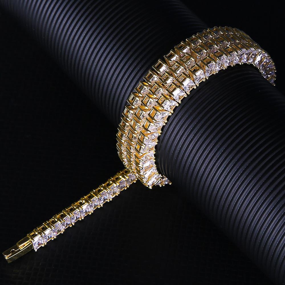 Wholesale  4*6mm Tennis Chain Baguette Diamond Plated 14k Gold