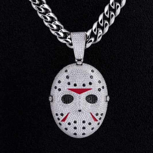 Wholesale Hip Hip Custom Pendants Iced Out Jason Voorhees Mask Necklace Pendant For Horror Halloween Jewelry