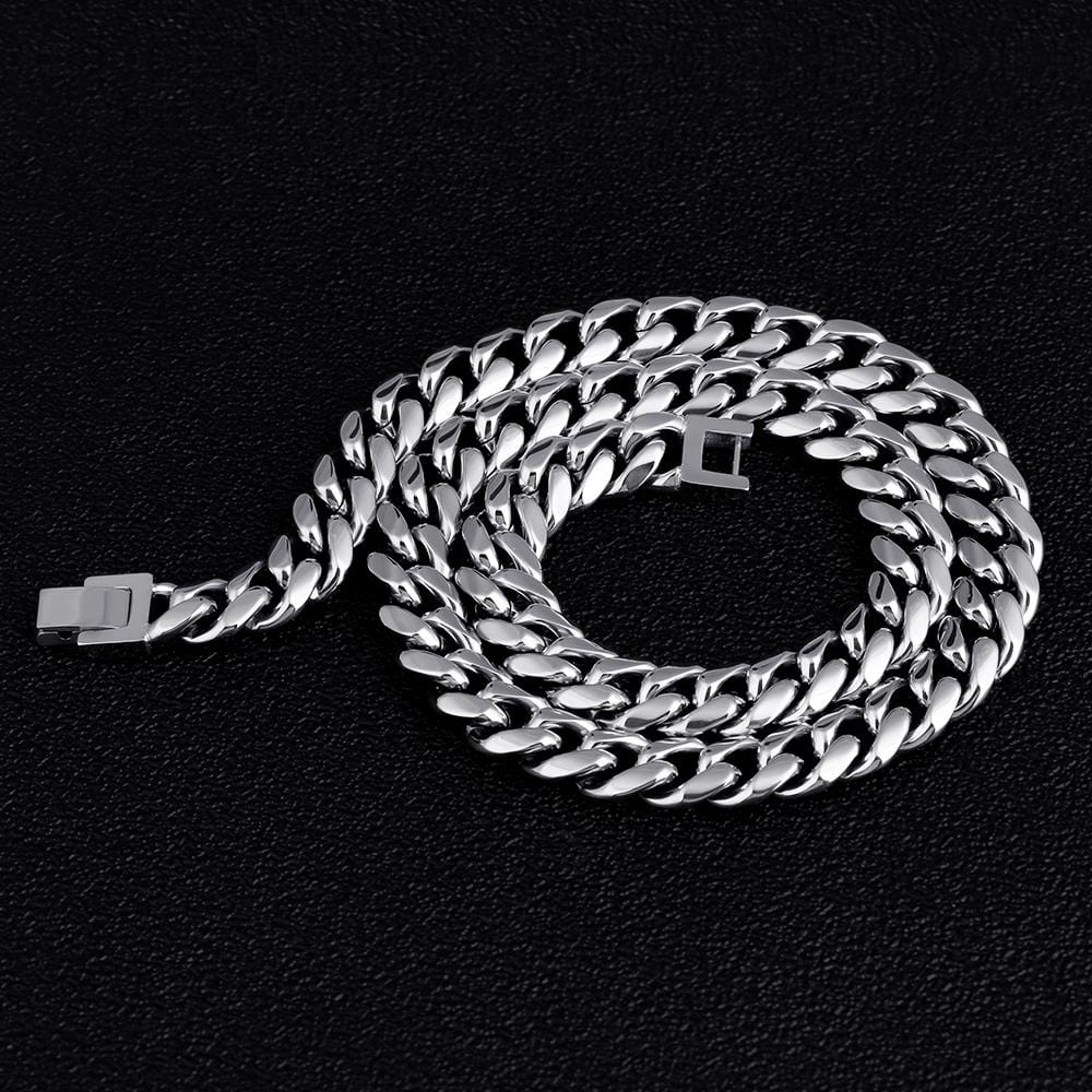 Wholesale 10mm Mens Miami Cuban Link Chain Stainless Steel Hip Hop Necklace