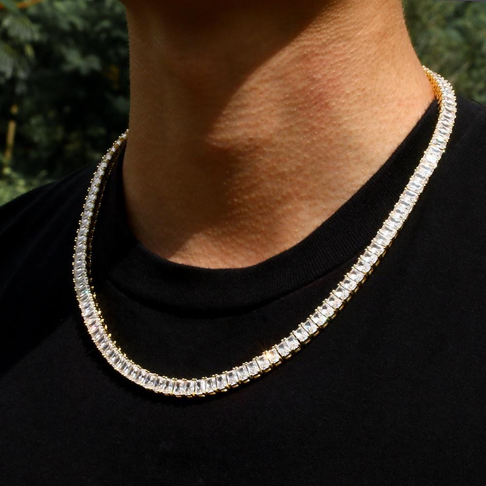 Wholesale  4*6mm Tennis Chain Baguette Diamond Plated 14k Gold