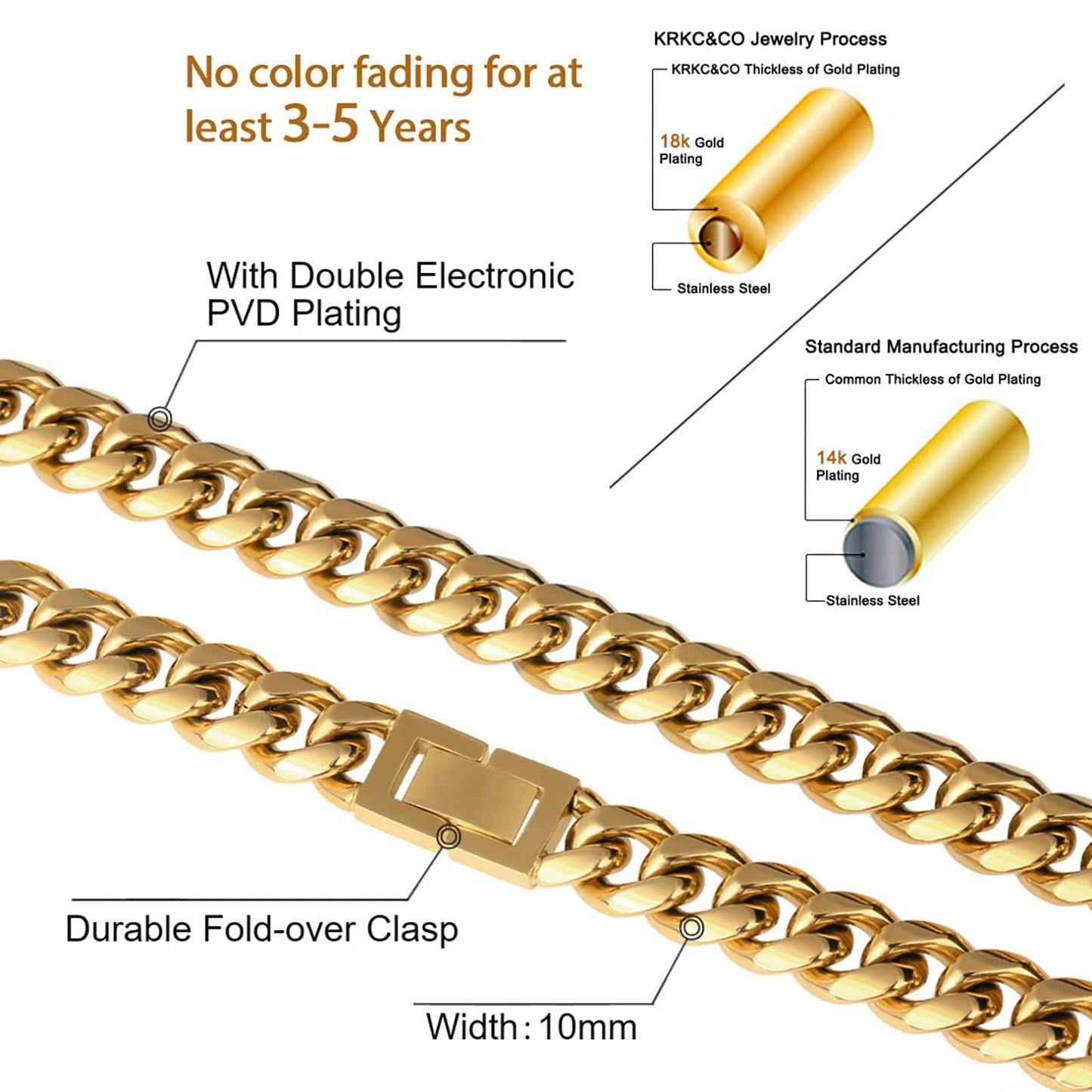 Wholesale Cuban Link Chain 10mm Miami Gold Plated