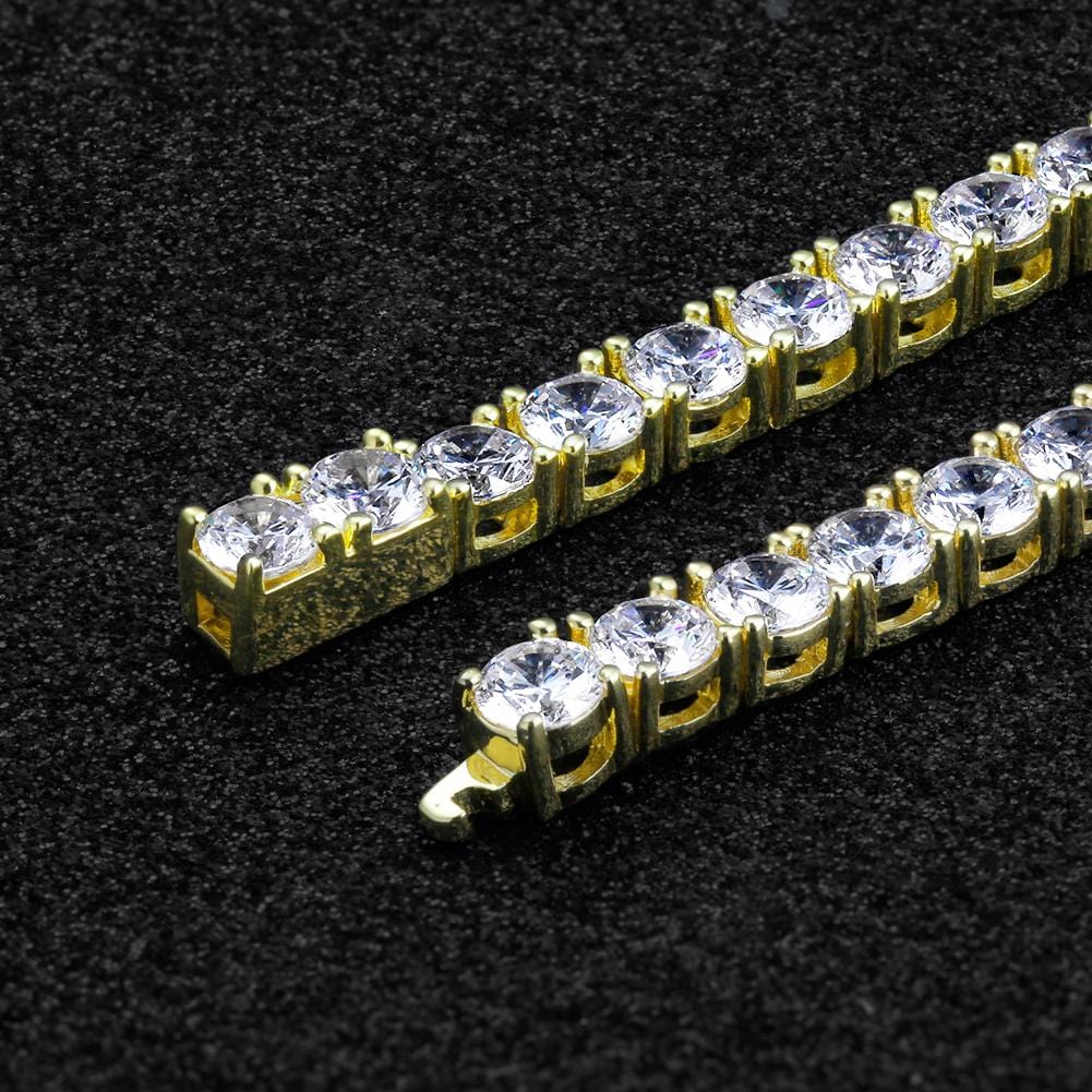 Wholesale Hip Hop Bracelets 5mm Tennis Bracelet Iced Out Diamond Plated 14K Gold