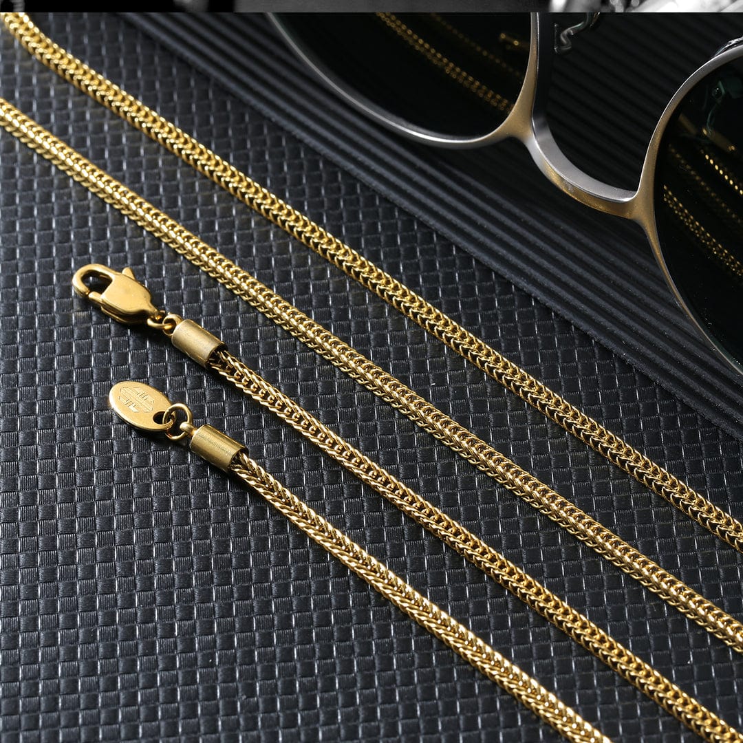 Wholesale Mens Franco Chain 2.5mm Stainless Steel in 18K Gold