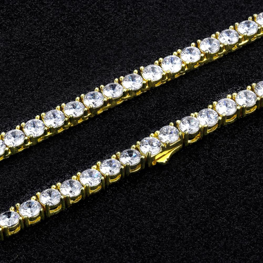 Wholesale Tennis Chain Plated 14K Gold 3mm-6mm