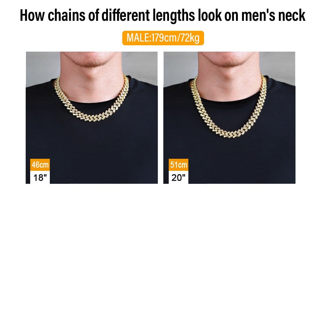 Wholesale KRKC 12mm Baguette CZ Cuban Link Chain in 14K Gold