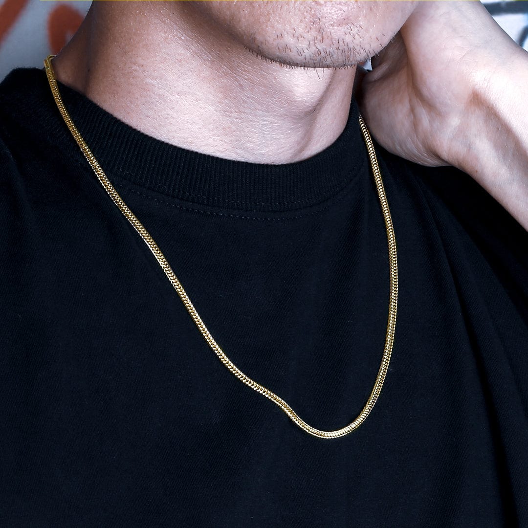 Wholesale Mens Franco Chain 2.5mm Stainless Steel in 18K Gold