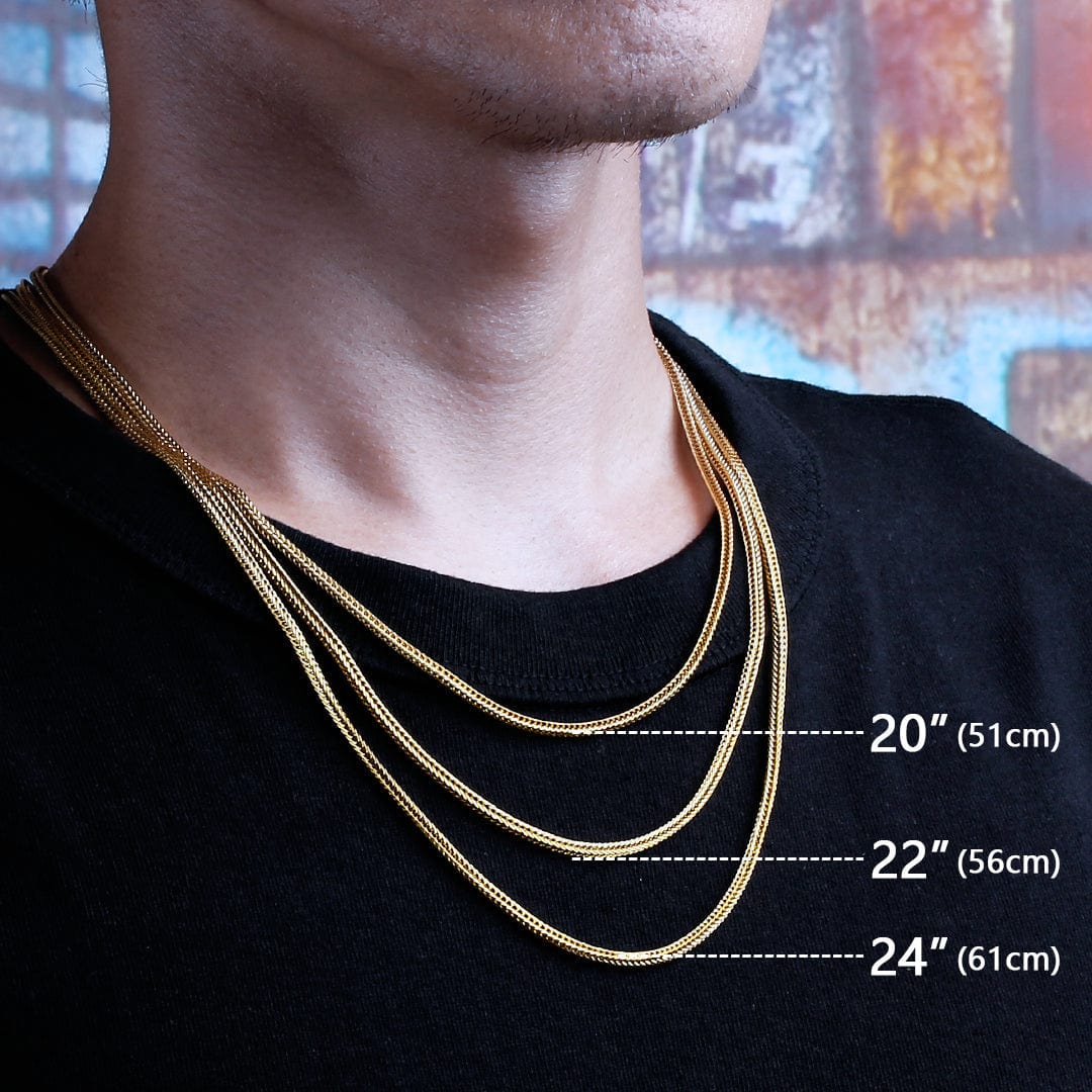 Wholesale Mens Franco Chain 2.5mm Stainless Steel in 18K Gold