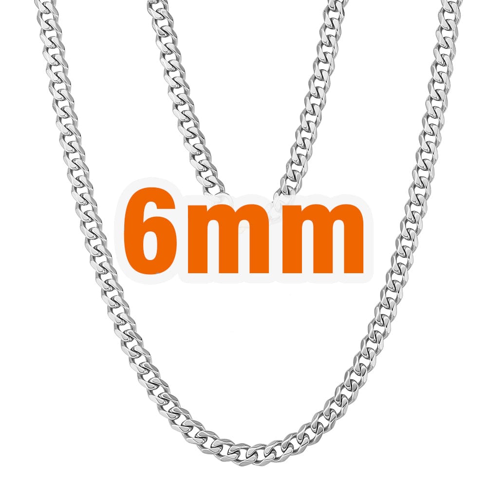 Wholesale  Curb Cuban Link Chain 6mm Micro Tiny Cuban White Gold