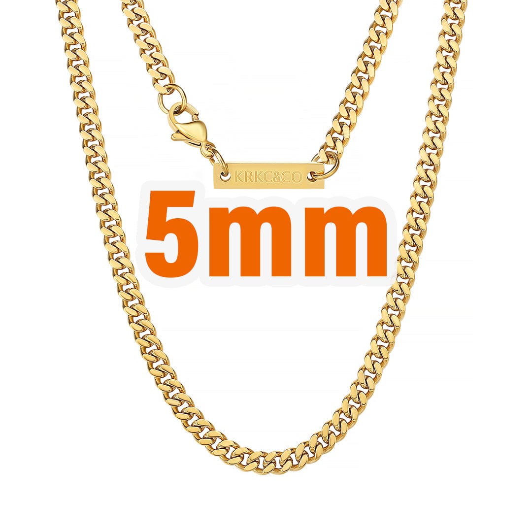 Wholesale Men's Necklace Curb Cuban Link Chain 5mm Micro Tiny Cuban 18k Gold