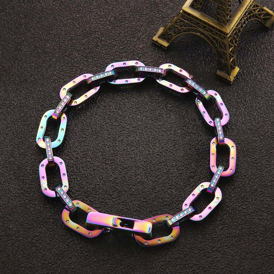 KRKC 10mm Wholesale Rainbow Iced Cable Bracelet