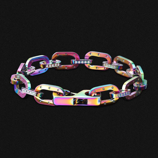 KRKC 10mm Wholesale Rainbow Iced Cable Bracelet