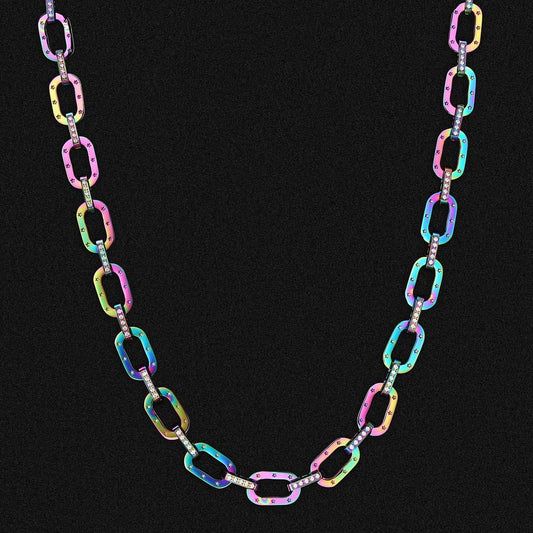 KRKC 10mm Wholesale Iced Rainbow Cable Chain in Stainless Steel