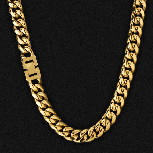 Wholesale Hip Hop Necklace 12mm Mens Miami cuban Link Chain in 18K Gold