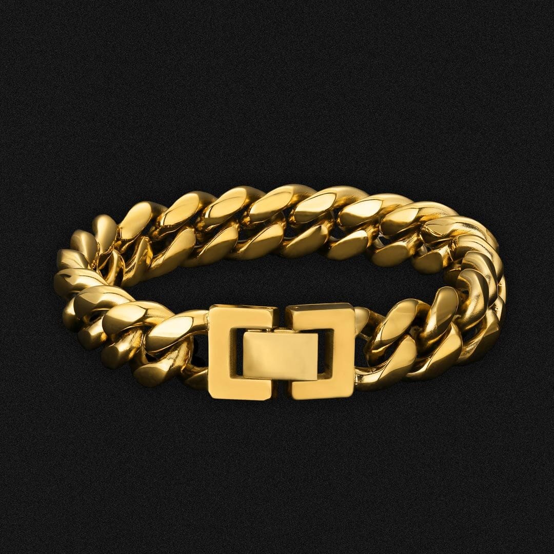 Wholesale KRKC 12mm Mens Miami Cuban Link Bracelet in 18K Gold