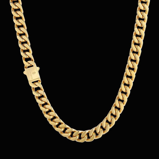 Wholesale 12mm Curb Cuban Chain Necklace with Hook Buckle Clasp in White Gold/18K Gold