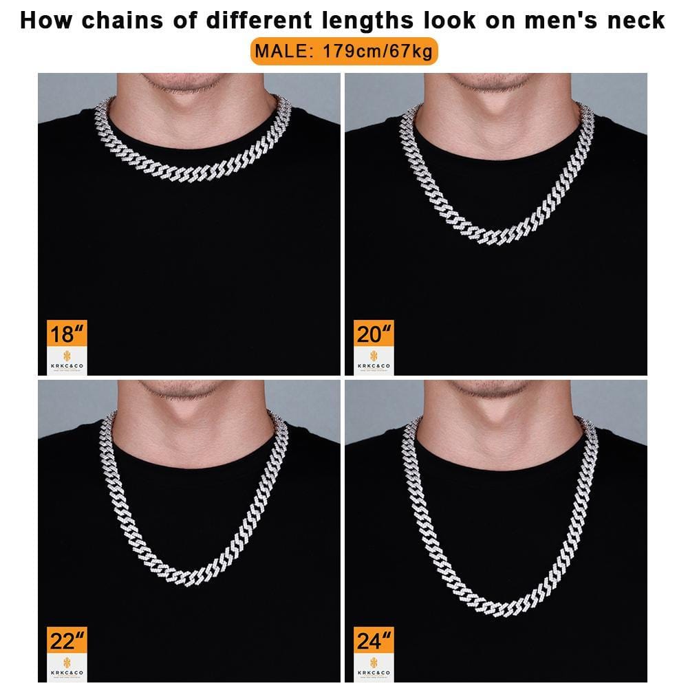 Wholesale Chains 12mm Cuban Link Necklace Plated White Gold Prong Setting