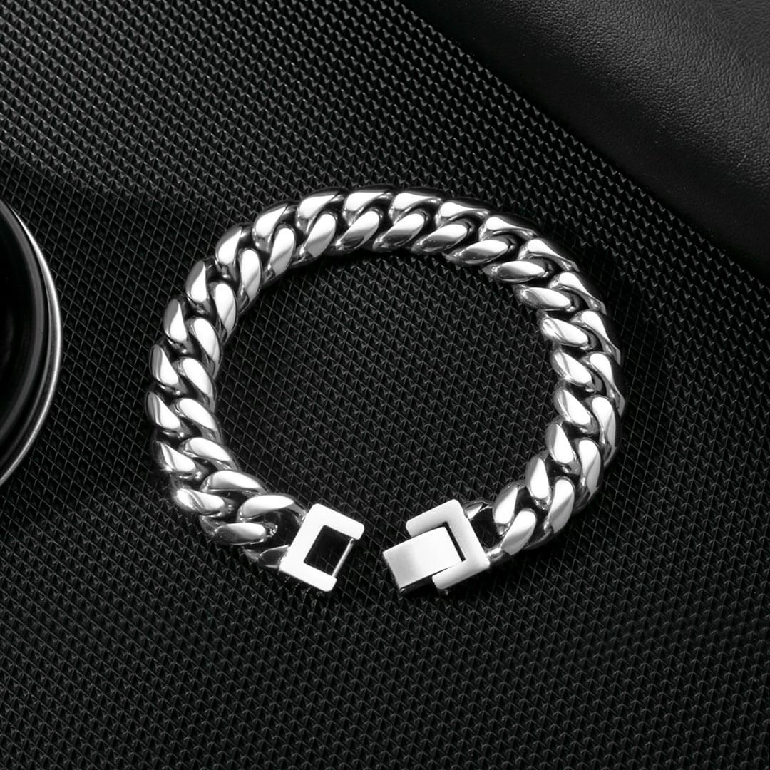 Wholesale KRKC 12mm Mens Miami Cuban Link Bracelet in White Gold