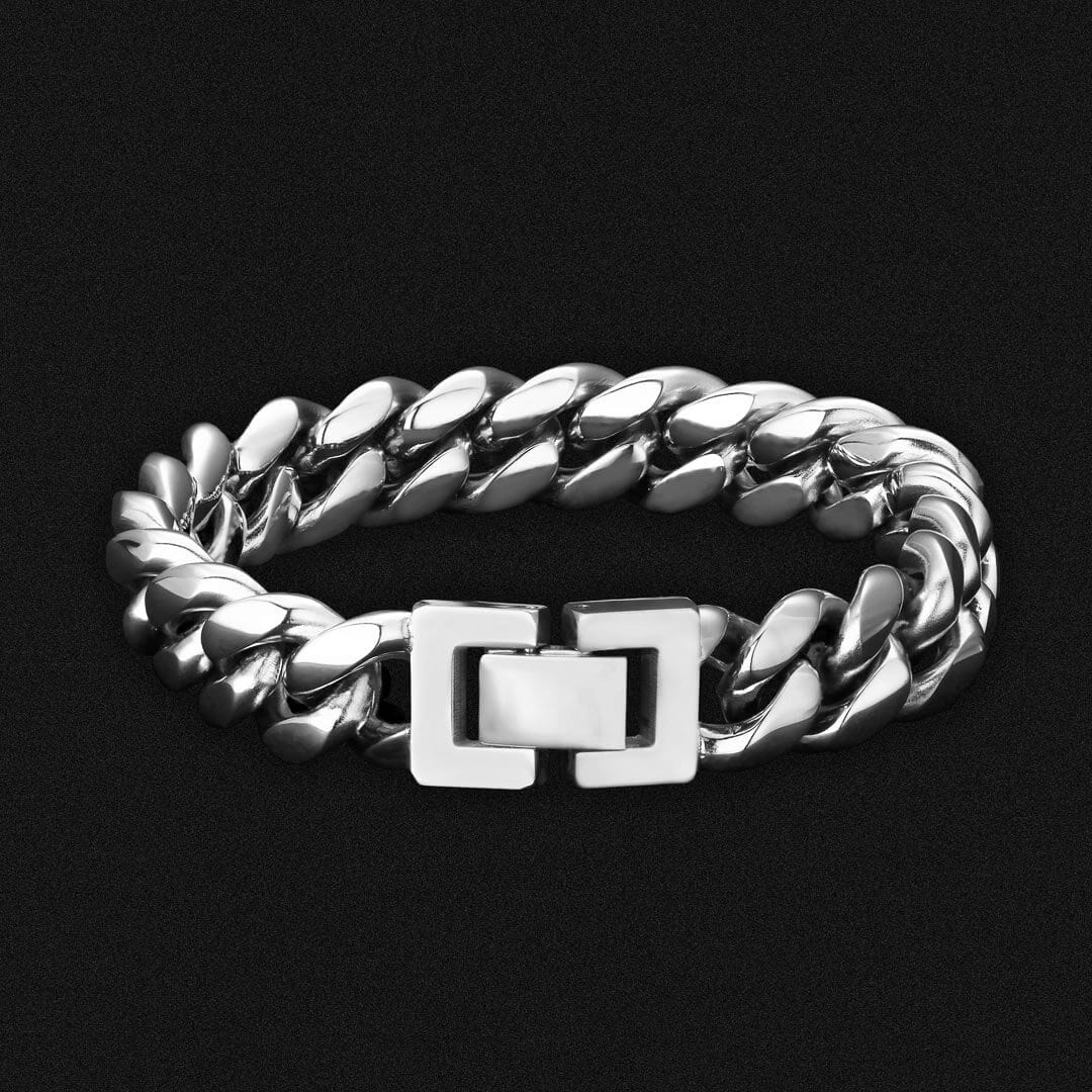 Wholesale KRKC 12mm Mens Miami Cuban Link Bracelet in White Gold