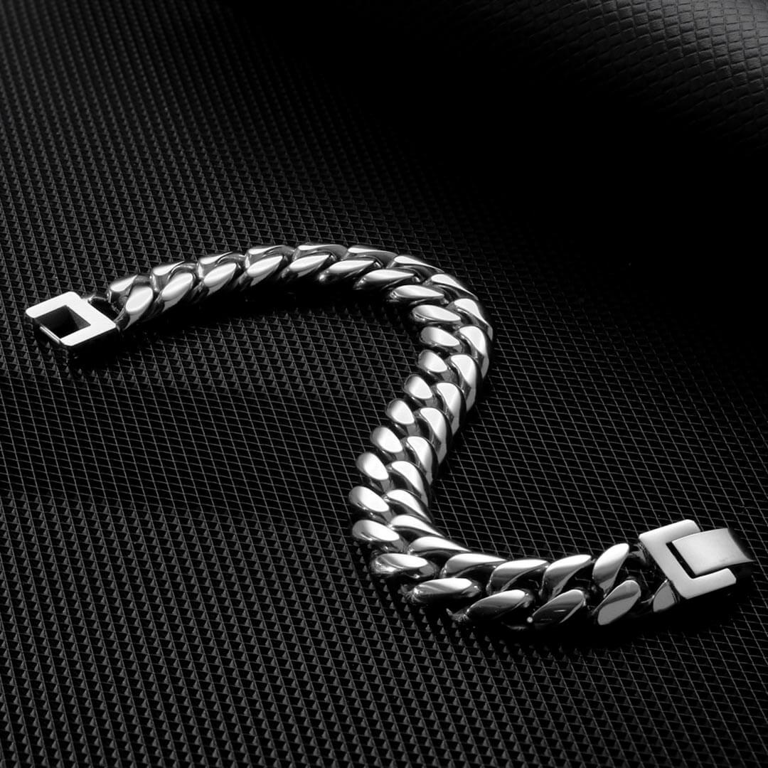 Wholesale KRKC 12mm Mens Miami Cuban Link Bracelet in White Gold