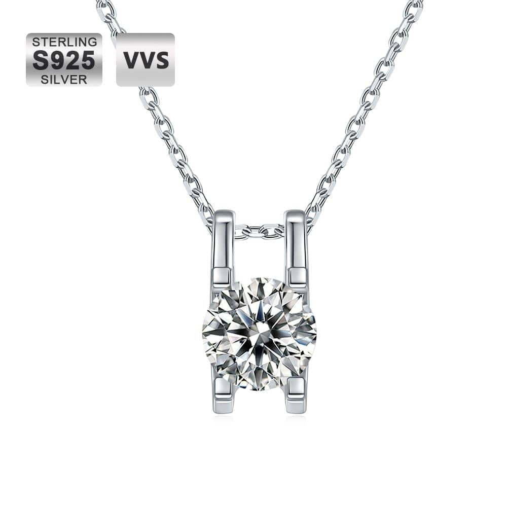 Wholesale Moissanite Custom Moissanite Pendant Necklace Chain 1 carat D Color Round Cut 925 Sterling Silver GRA Certificated Rhodium Plated for Women 0073