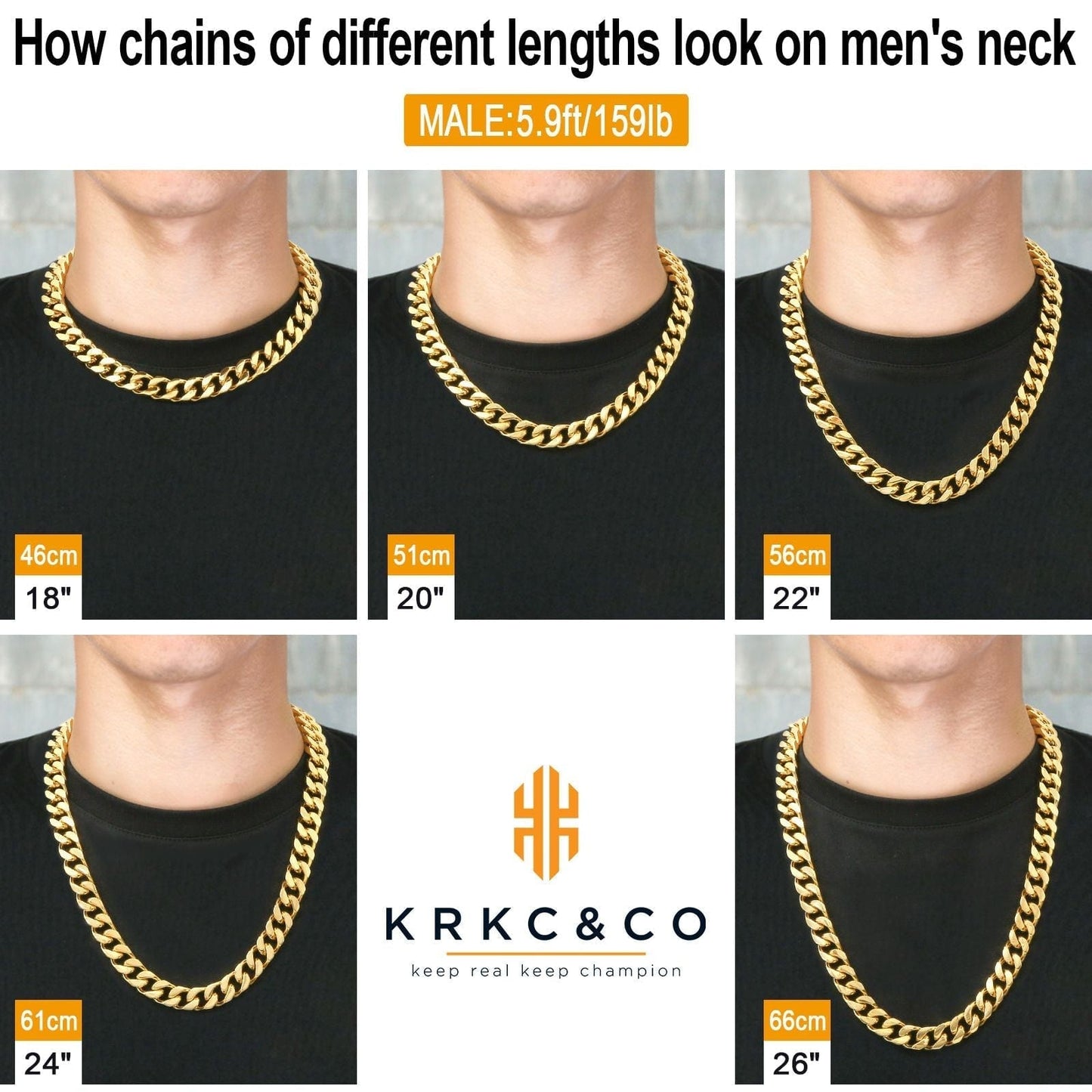 Wholesale Men Cuban Chains Curb Chain Necklace with Hook Buckle Clasp Stainless Steel 14mm in White Gold/18K Gold