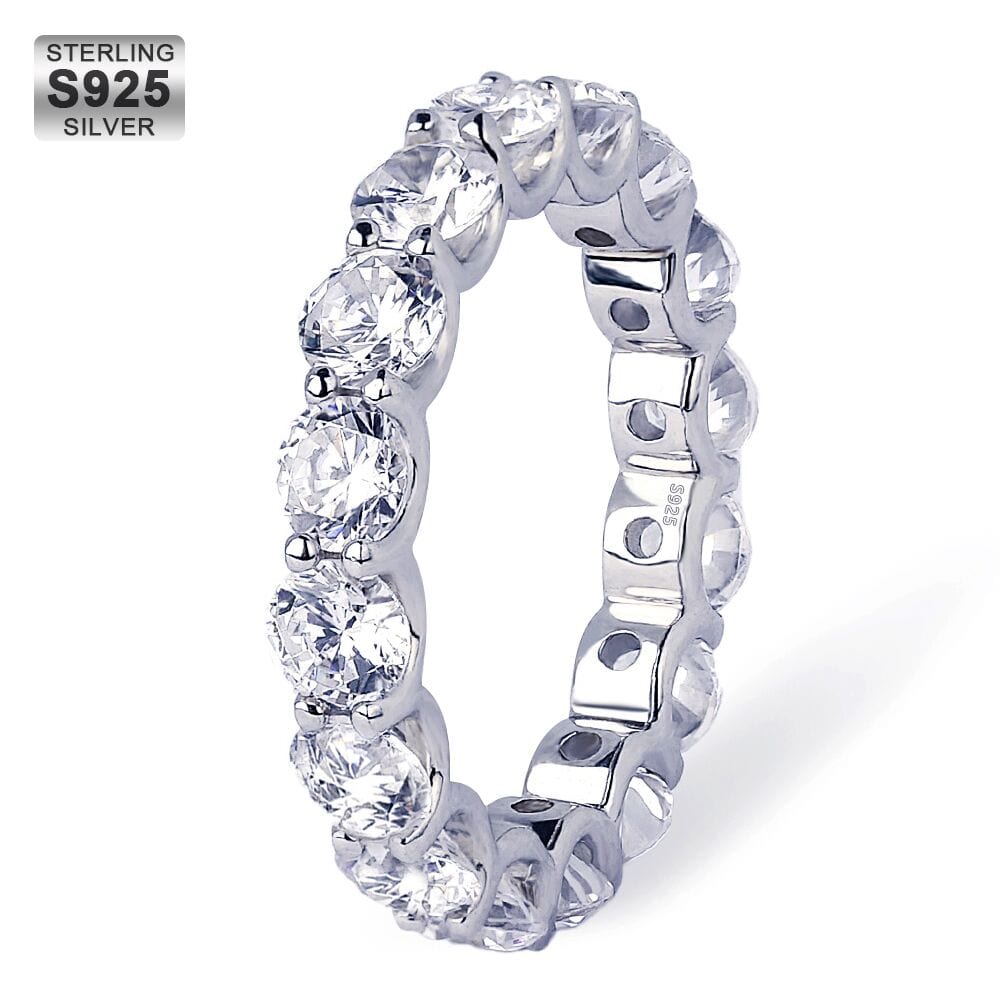 Hip Hop Rings Wholesale Tennis Ring Iced Out Single-Row CZ White Gold