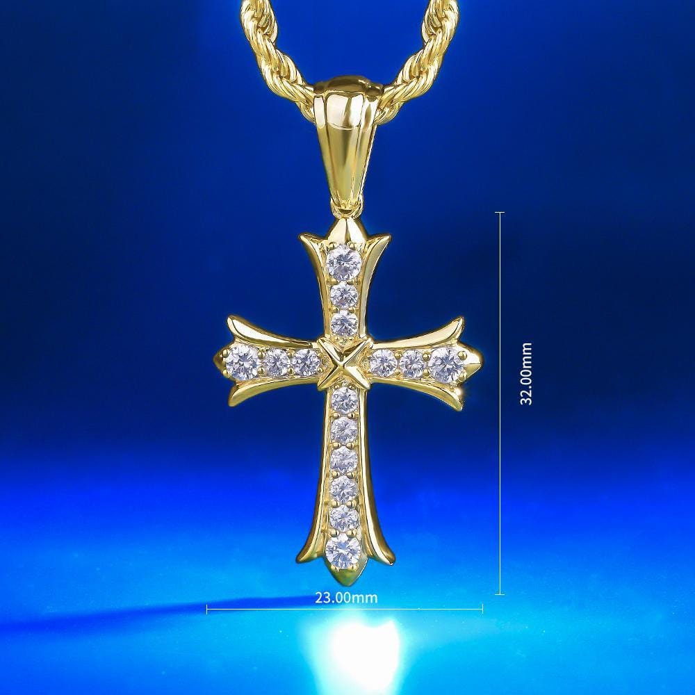 Wholesale Hip Hip Custom Pendants Iced Iris Cross Necklace Pendant Plated 14k Gold