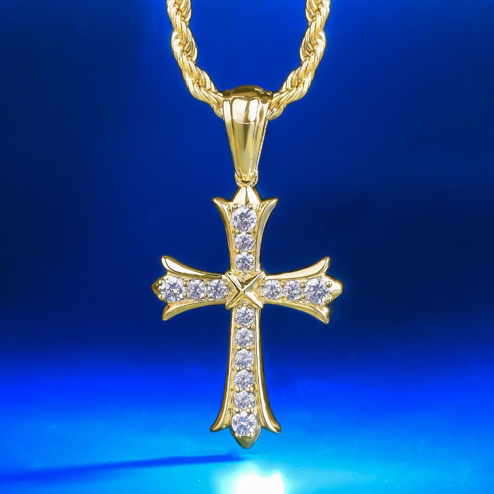 Wholesale Hip Hip Custom Pendants Iced Iris Cross Necklace Pendant Plated 14k Gold