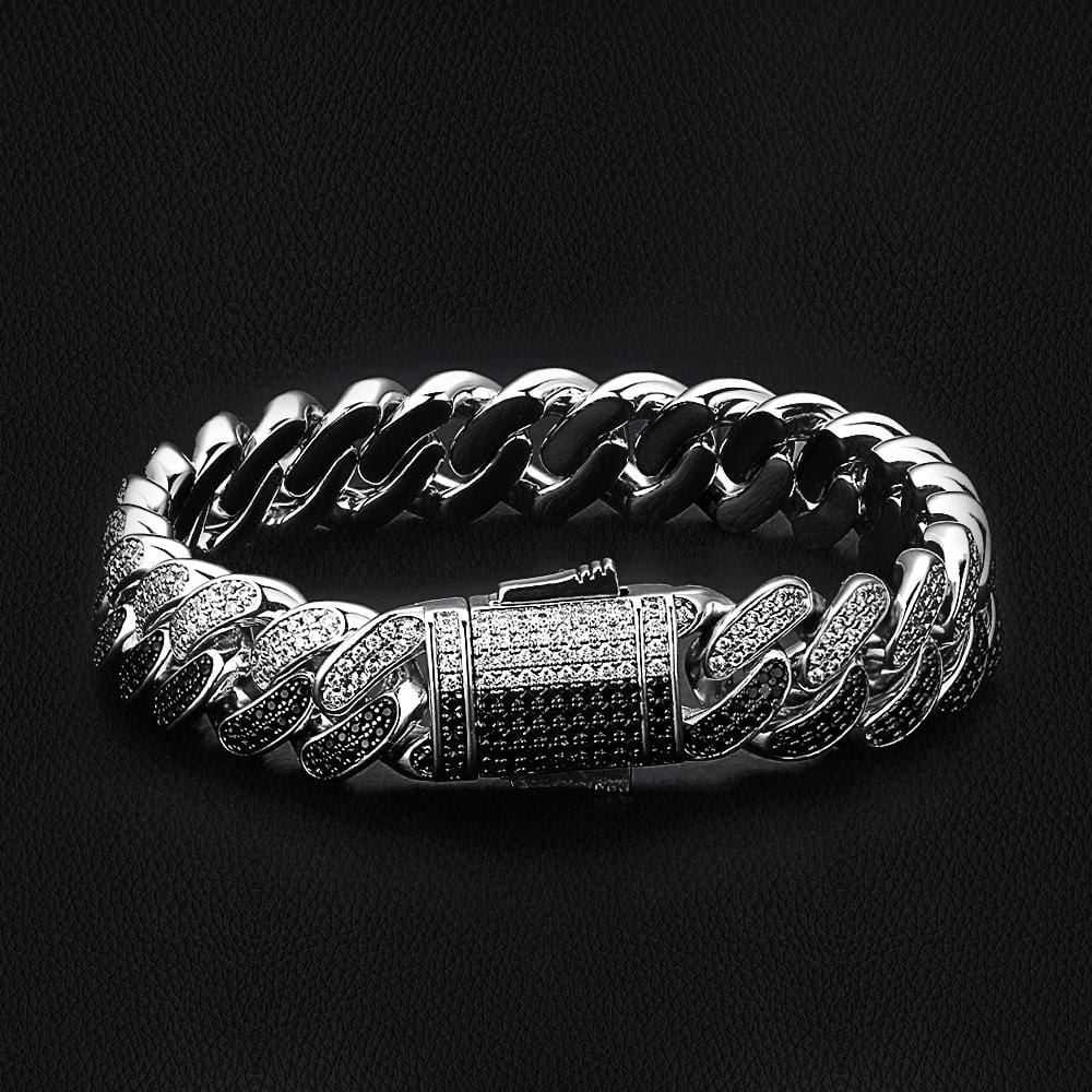 Wholesale KRKC 12mm Iced Out Two Tone Mens Cuban Link Bracelet