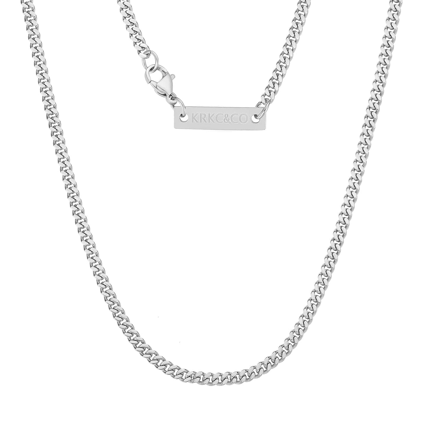 Wholesale Men's Necklace Curb Cuban Link Chain 3mm Micro Tiny Cuban White Gold