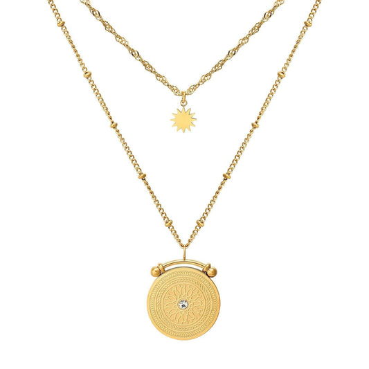 Wholesale Pendant Gold Layered Necklace | Star Pendant Twist Chain, Round Pendant Bead Necklace