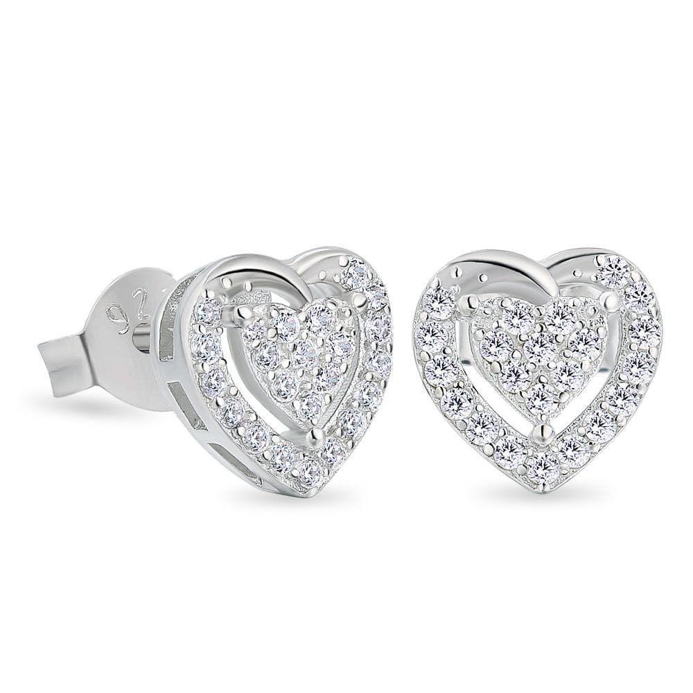 Wholesale Hollow Diamond Heart Stud Earrings for Women in Rose Gold