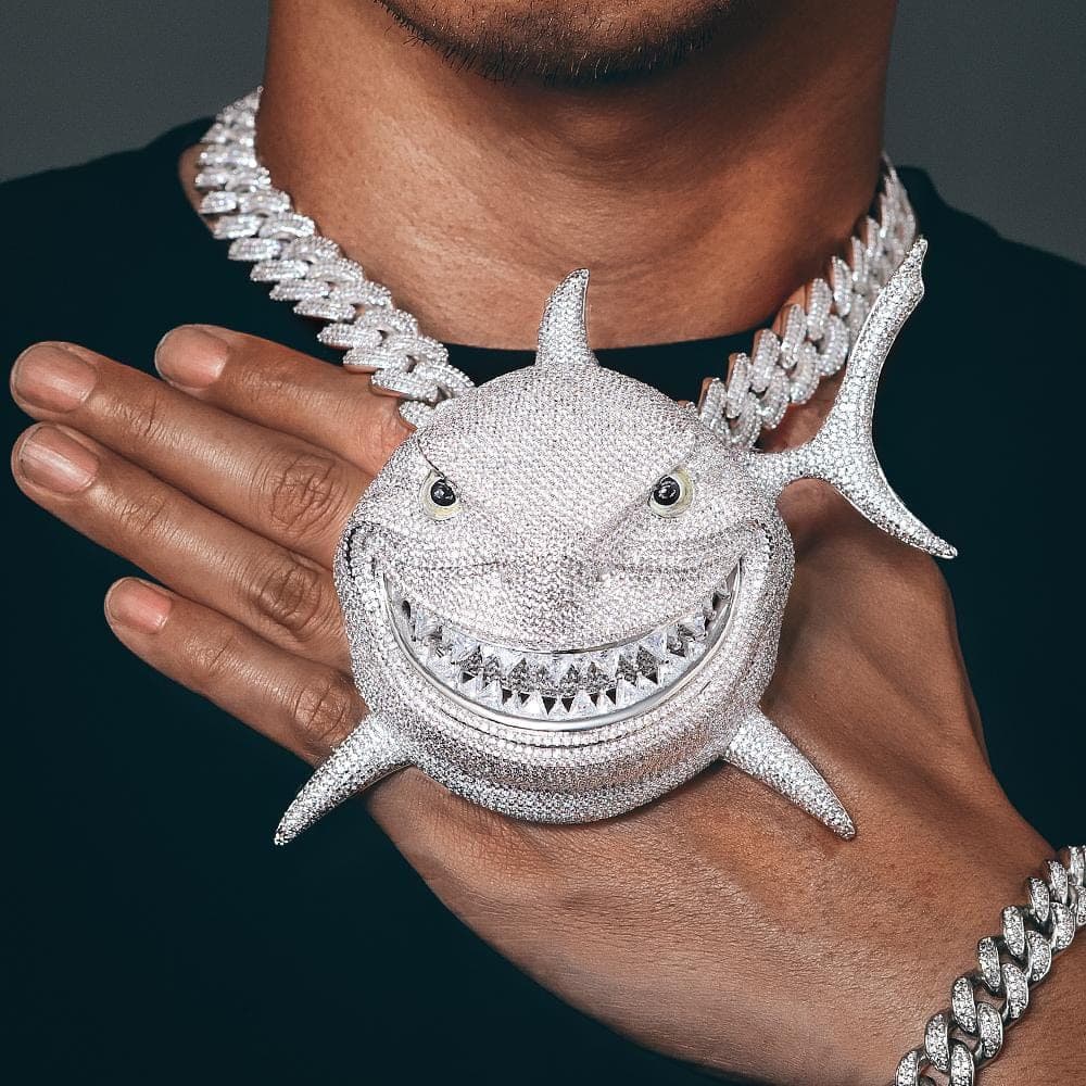 Wholesale Hip Hop Custom Animal 69 Shark Pendant Necklace Iced Out with CZ Custom Design Deposit