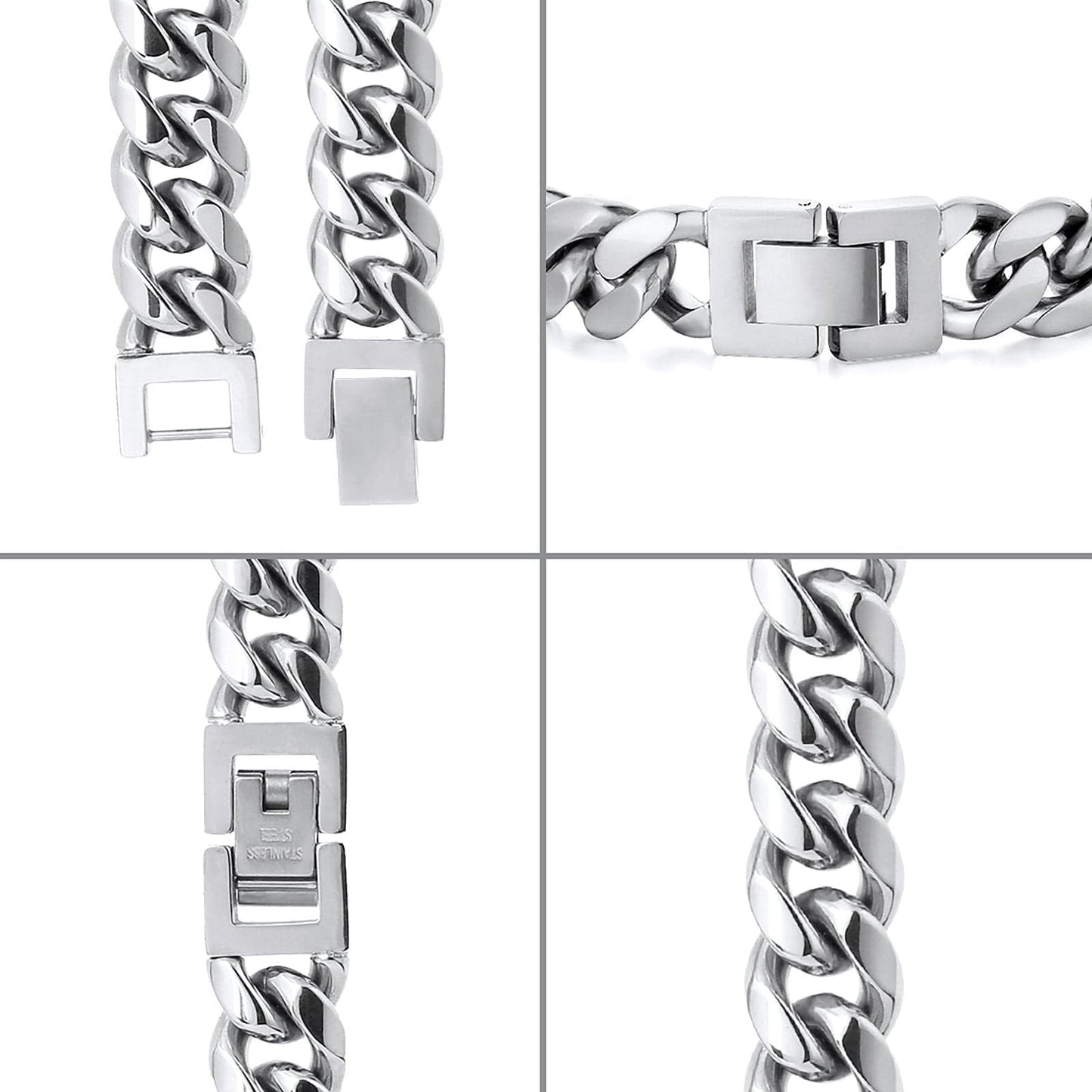 Wholesale KRKC 12mm Mens Miami Cuban Link Bracelet in White Gold