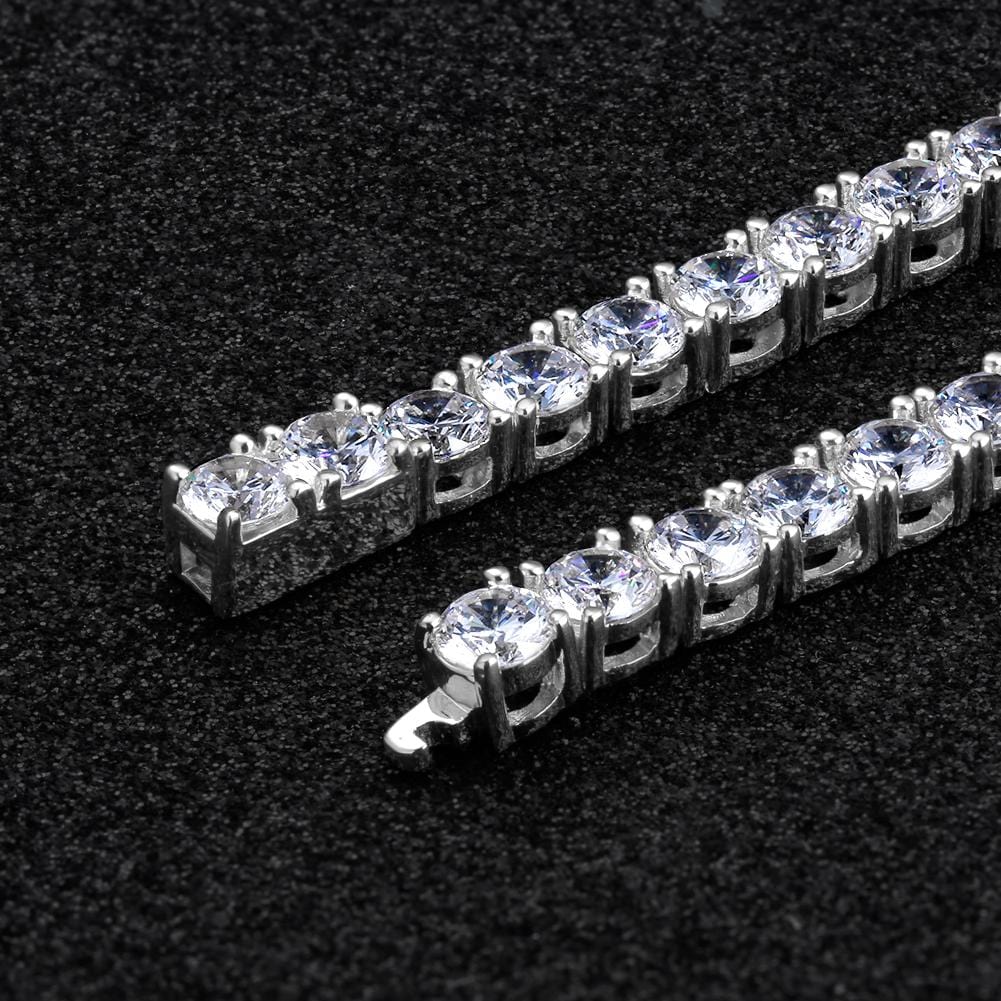 Wholesale Hip Hop Bracelets 5mm Tennis Bracelet Iced Zirconia Diamond Plated White Gold For Fashion Jewelry