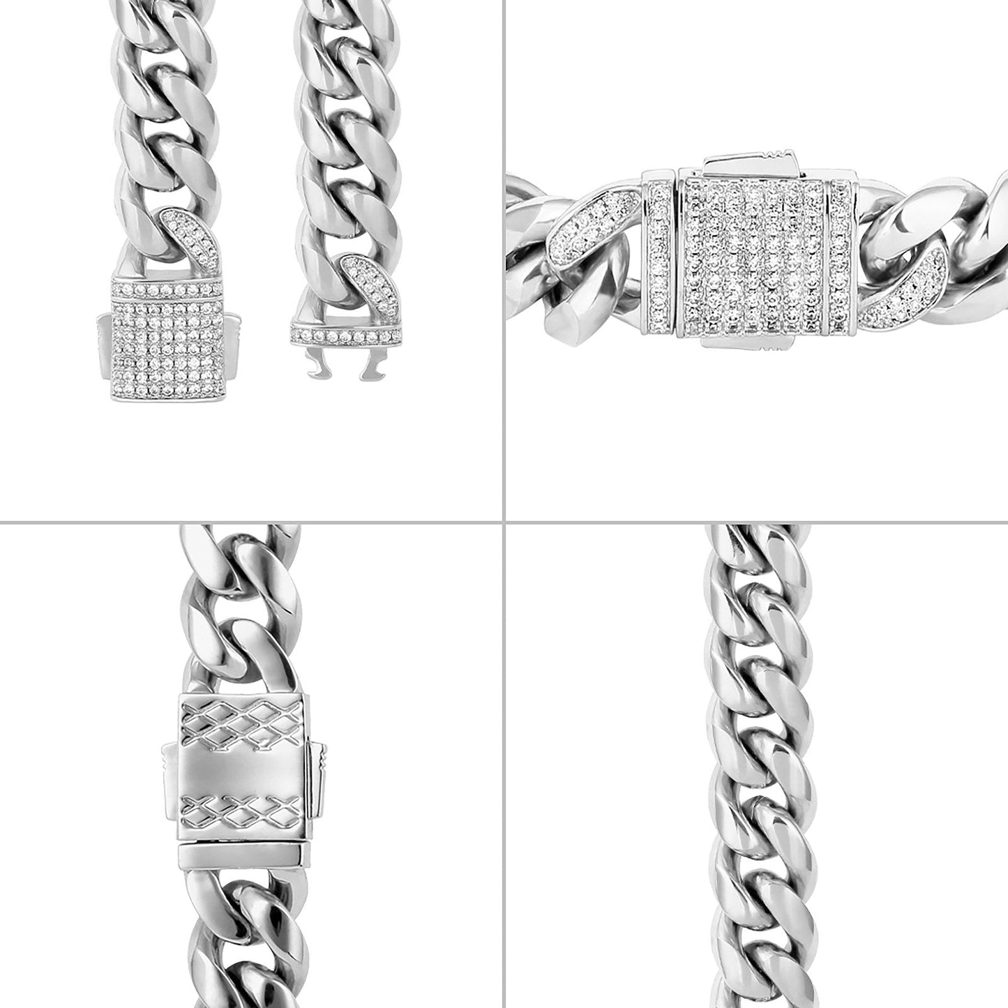 Wholesale Mens Miami Cuban Link Bracelet 12mm Iced Out in White Gold