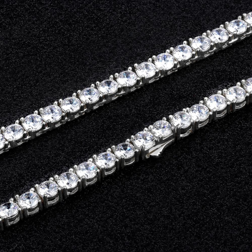 Wholesale Hip Hop Bracelets 5mm Tennis Bracelet Iced Zirconia Diamond Plated White Gold For Fashion Jewelry