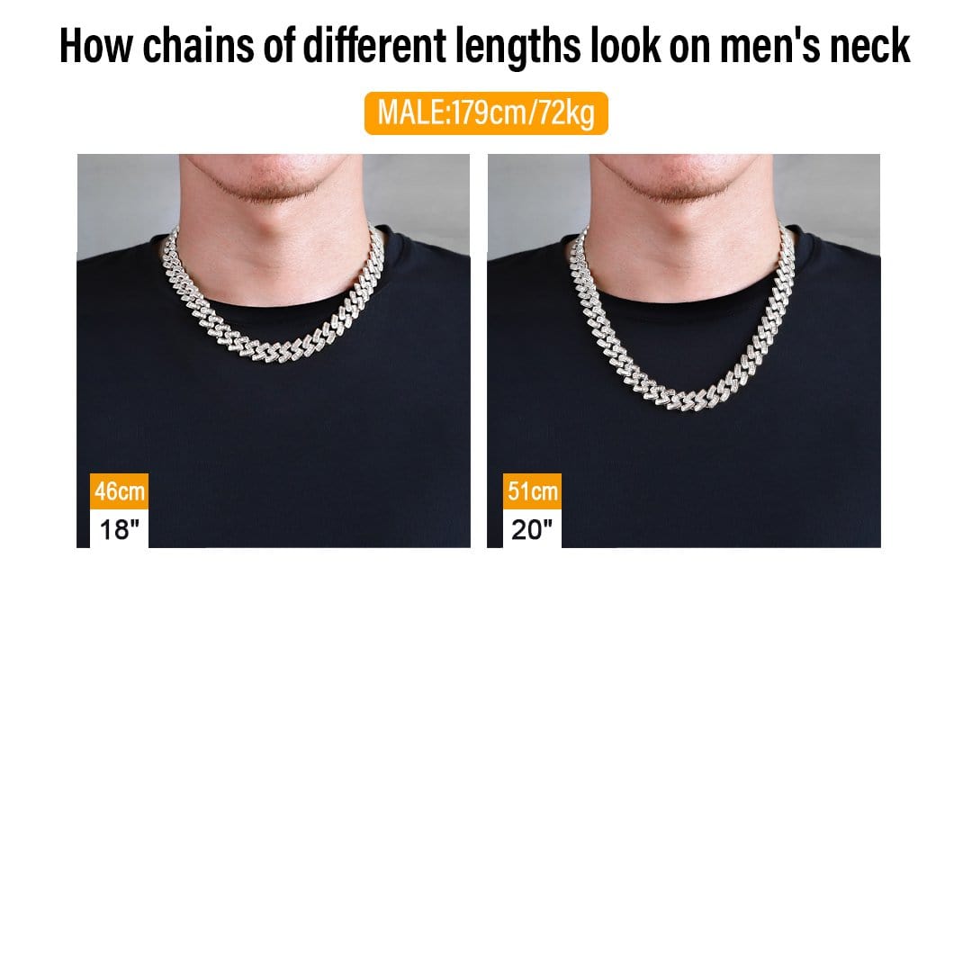 Wholesale KRKC 12mm Baguette CZ Cuban Link Chain in White Gold