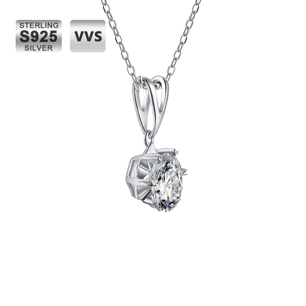 Wholesale Custom Moissanite Pendant Necklace Chain 1 carat D Color Round Cut 925 Sterling Silver GRA Certificated Rhodium Plated for Women O03A