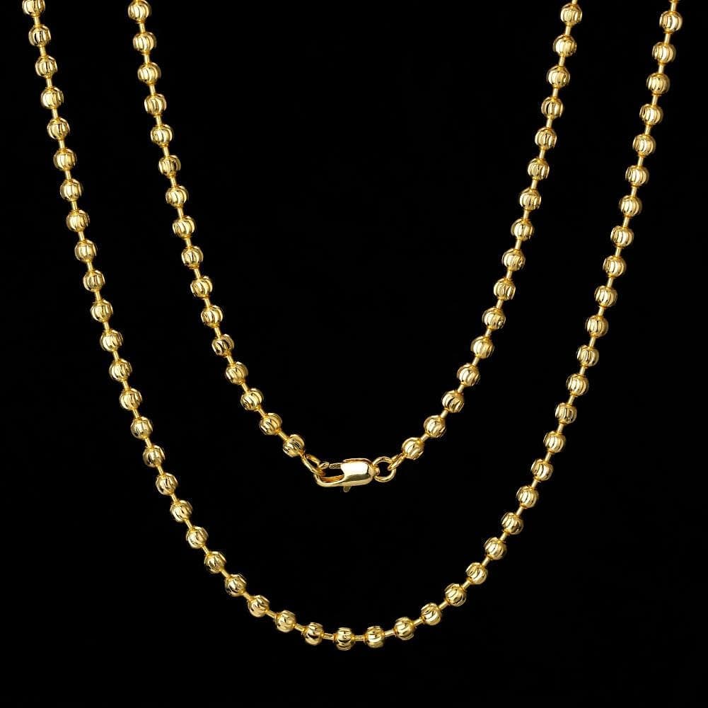 Hip Hop Necklaces Wholesale 3mm Dog Tag Ball Chain Plated 14K Gold For Amazon Wish Distributors