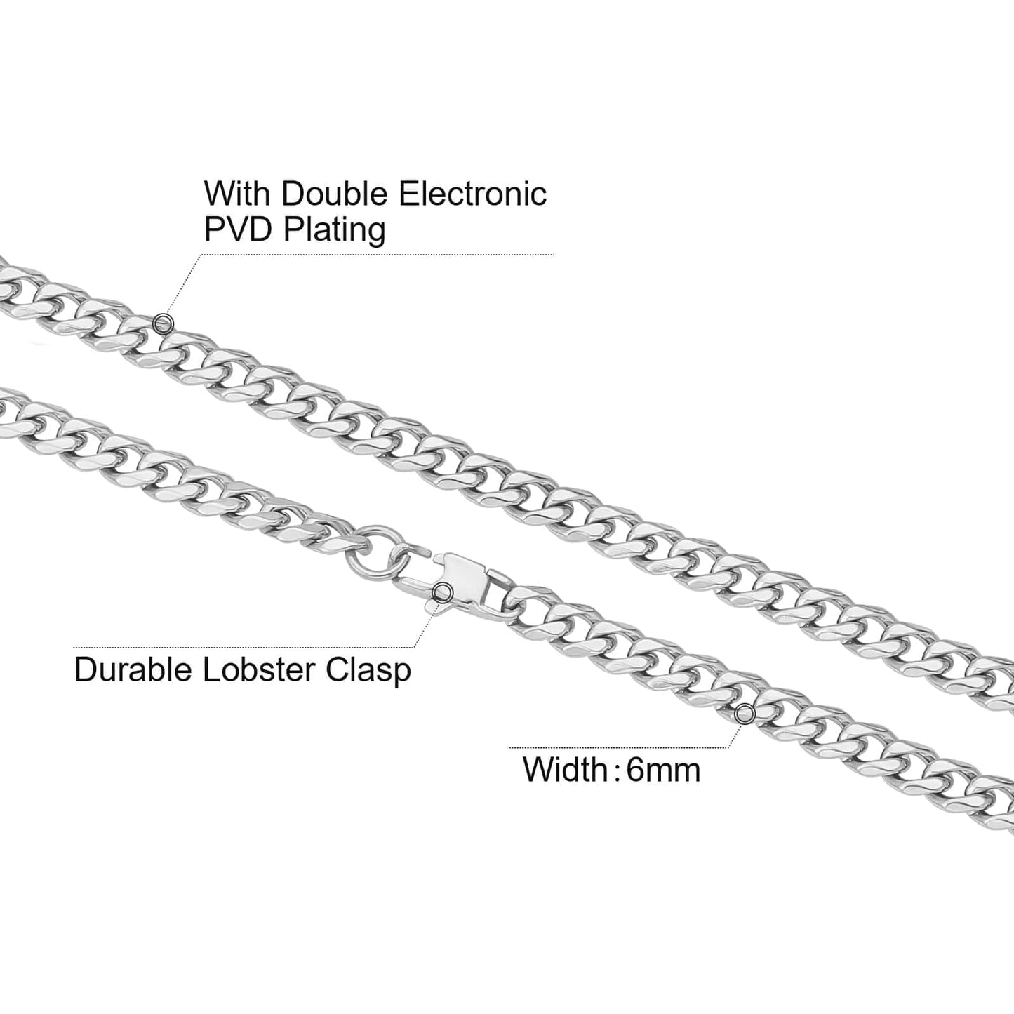 Wholesale  Curb Cuban Link Chain 6mm Micro Tiny Cuban White Gold