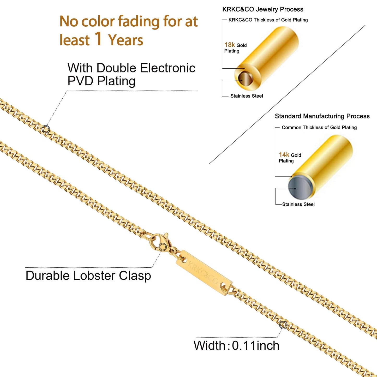 Wholesale Men's Necklace Curb Cuban Link Chain 3mm Micro Tiny Cuban 18k Gold